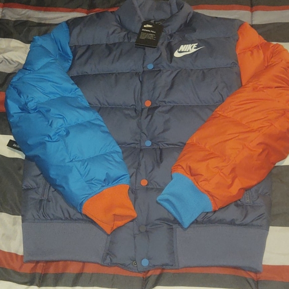 blue nike bubble coat